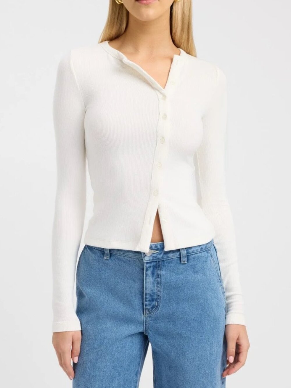 NWT Kookai Bec Button Long Sleeve Top Size 8 US